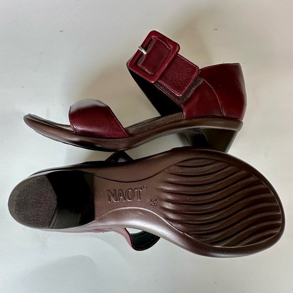 NAOT  Women’s Red Leather Open Toe Shoes Size 6 or 36 - Picture 6 of 7